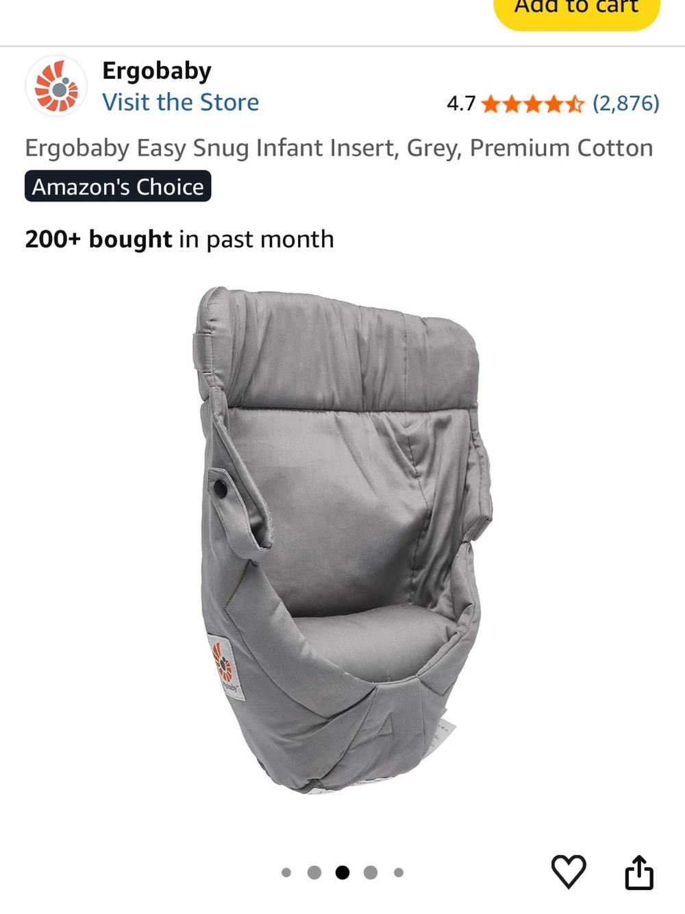 Ergobaby Infant Snug Insert in Grey